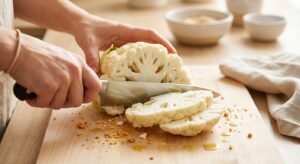 Blumenkohl-Steaks mit Kräuter-Chimichurri und Edamame - Schritt 2