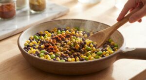 Schwarze-Bohnen-Burrito-Bowl mit Avocado und Soja-Joghurt - Schritt 2