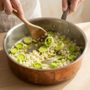 Cremige Kartoffel-Lauch-Suppe mit Feta - Schritt 2