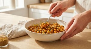 Griechischer Bauernsalat mit gerösteten Kichererbsen - Schritt 2