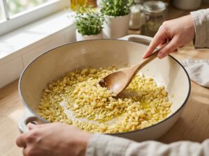 One-Pot Rote-Linsen-Pasta mit Spinat - Schritt 2