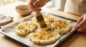 Blumenkohl-Steaks mit Kräuter-Chimichurri und Edamame - Schritt 3