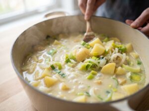 Cremige Kartoffel-Lauch-Suppe mit Feta - Schritt 3