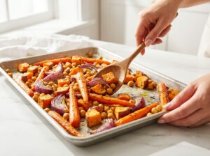 Kichererbsen-Wrap mit Hummus und Ofengemüse - Schritt 4