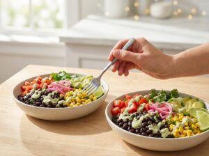 Schwarze-Bohnen-Burrito-Bowl mit Avocado und Soja-Joghurt - Schritt 4