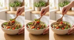 Warmer Linsensalat mit Ziegenkäse - Schritt 5