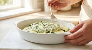 Zucchini-Lasagne mit Spinat und Tofu-Béchamel - Schritt 6