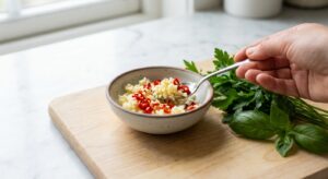 Blumenkohl-Steaks mit Kräuter-Chimichurri und Edamame - Schritt 6