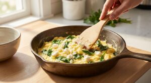 Protein-Rührei mit Spinat und Feta - Schritt 6