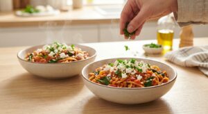One-Pot Rote-Linsen-Pasta mit Spinat - Schritt 6