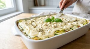 Zucchini-Lasagne mit Spinat und Tofu-Béchamel - Schritt 7