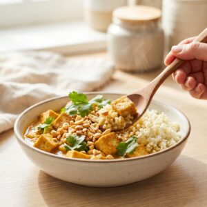 Thai-Gemüse-Curry mit Kokosmilch und Tofu - Schritt 8