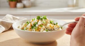 Blumenkohl-Reis-Bowl mit Erdnuss-Tofu - Schritt 9