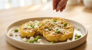 Blumenkohl-Steaks mit Kräuter-Chimichurri und Edamame - Schritt 9