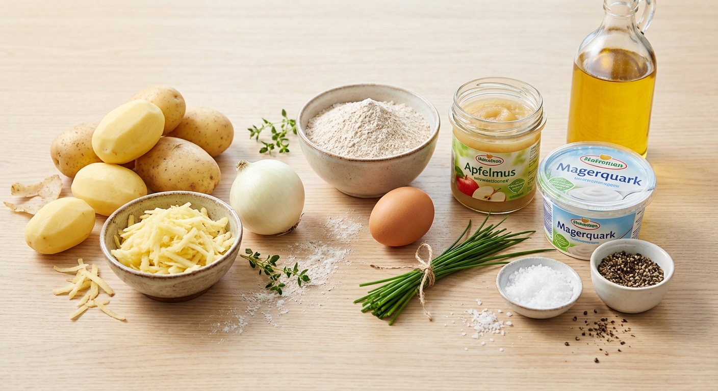 Zutaten für Omas Kartoffelpuffer mit Apfelmus: Proteinreich & Leicht