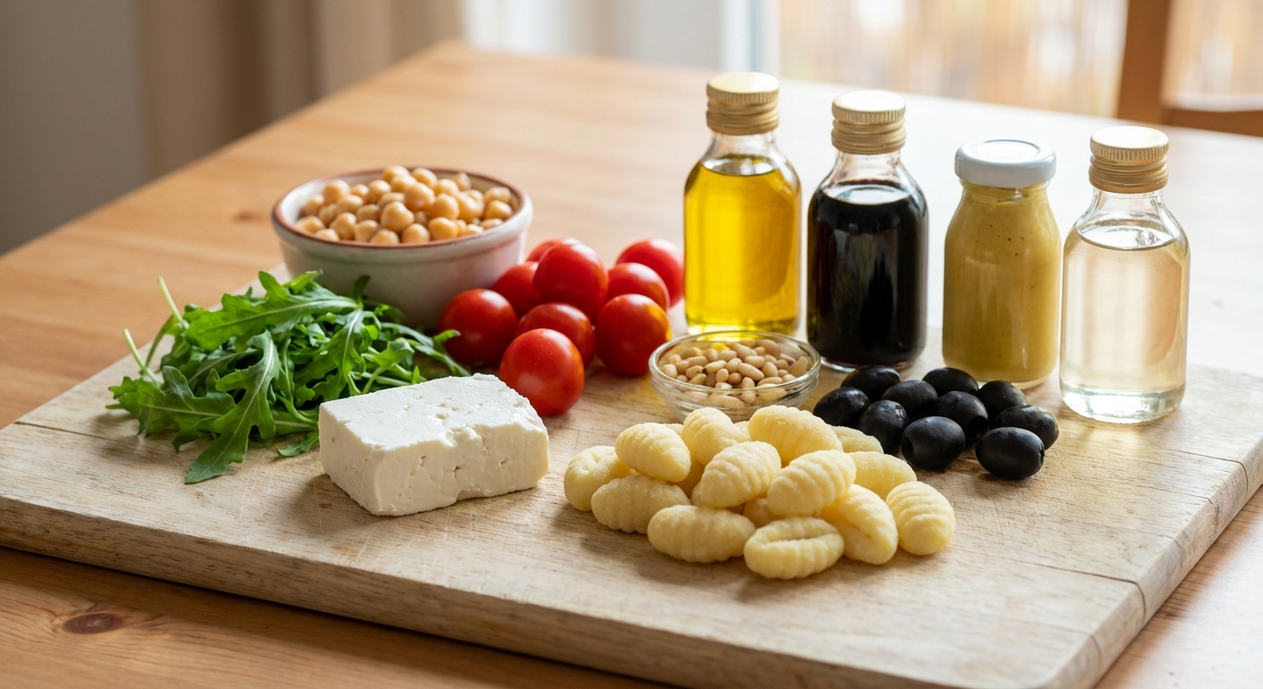 Zutaten für Gnocchi-Salat to Go mit Feta und Rucola
