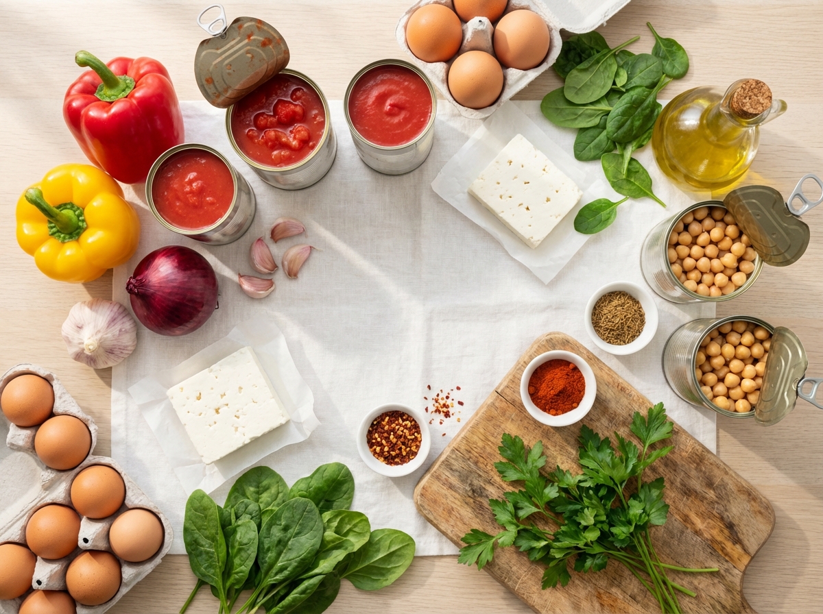 Zutaten für Shakshuka mit Feta
