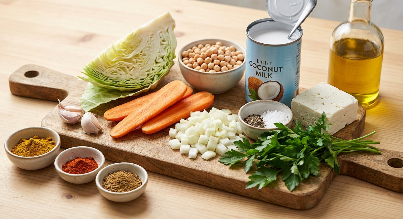 Zutaten für Cremige Kohlsuppe mit gerösteten Kichererbsen