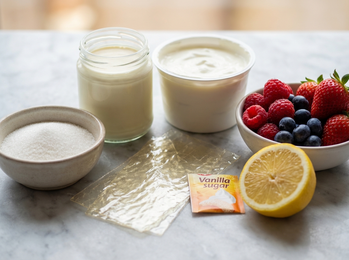 Zutaten für Panna Cotta mit Beerensauce: Dein einfaches & proteinreiches Rezept!