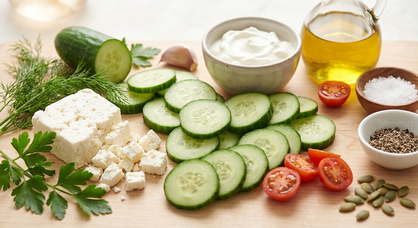 Zutaten für Gurken-Häppchen als gesunde Cracker-Alternative