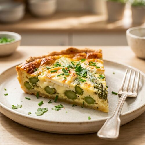 Grüner Spargel Quiche mit Ziegenkäse