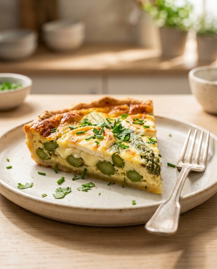 Grüner Spargel Quiche mit Ziegenkäse
