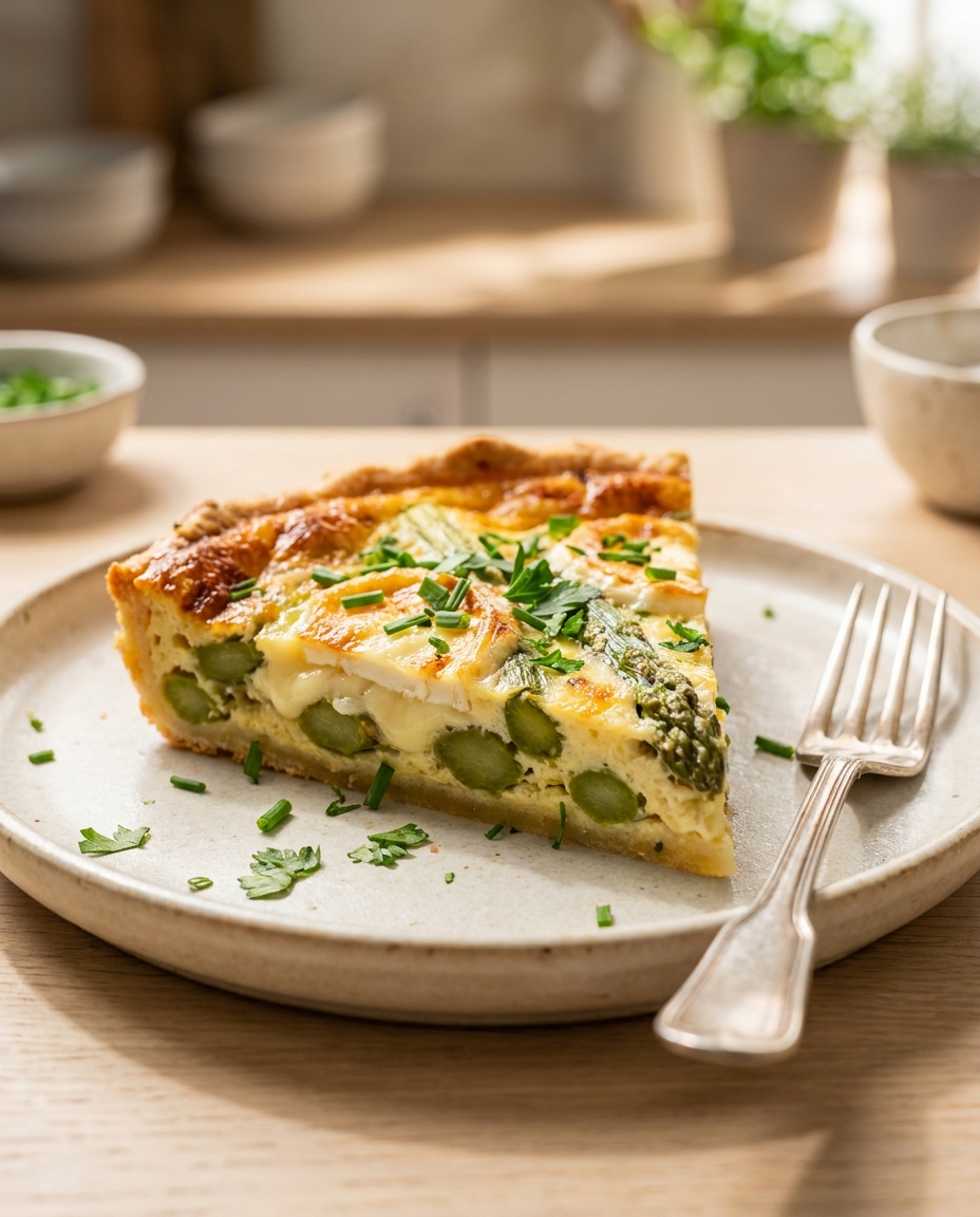 Grüner Spargel Quiche mit Ziegenkäse