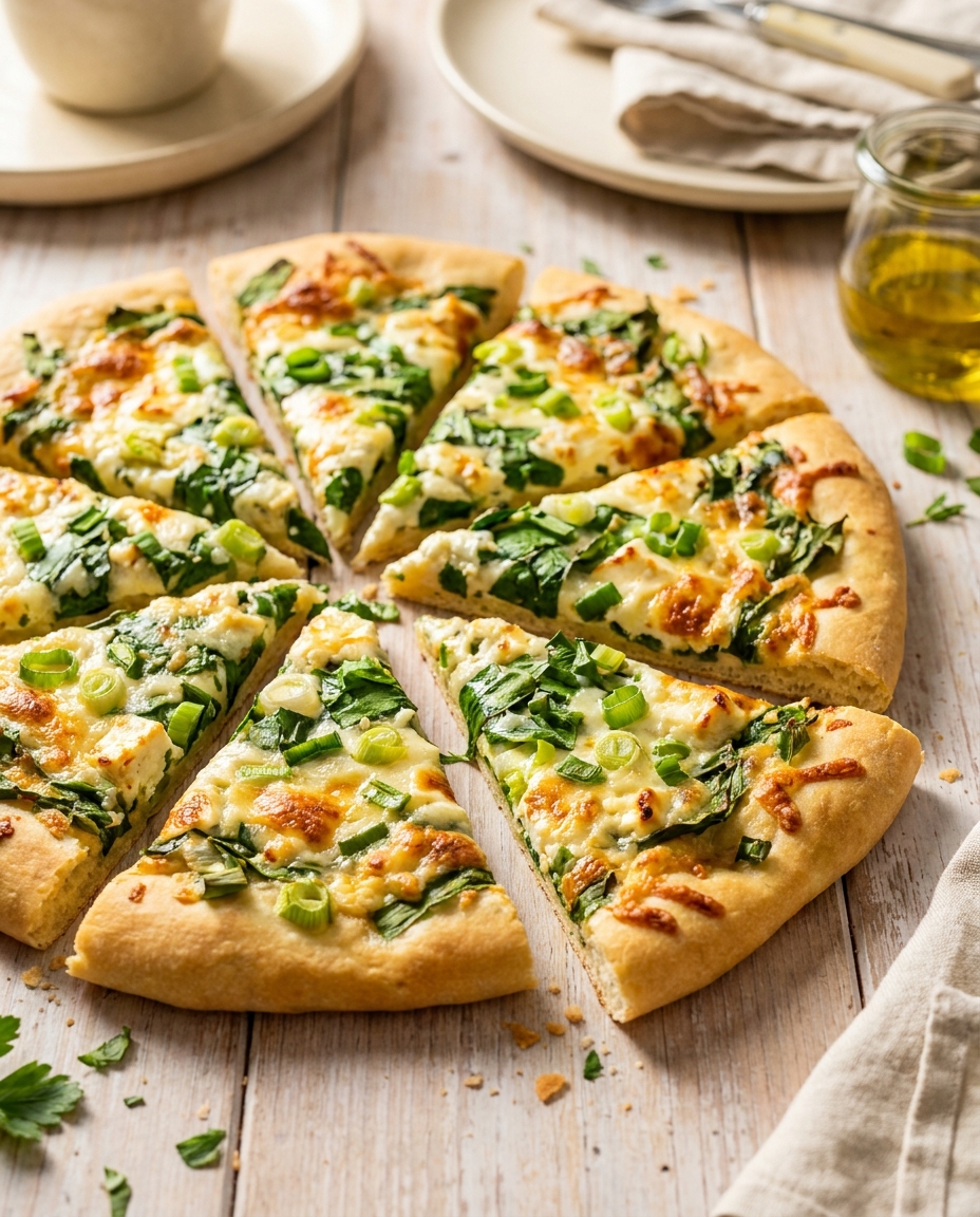 Bärlauch-Fladen mit Feta und Frühlingszwiebeln