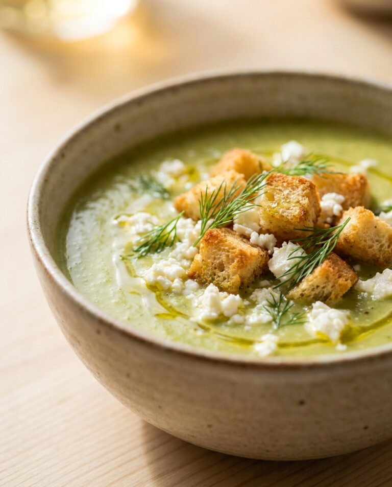 Cremige Spargelsuppe mit Croutons
