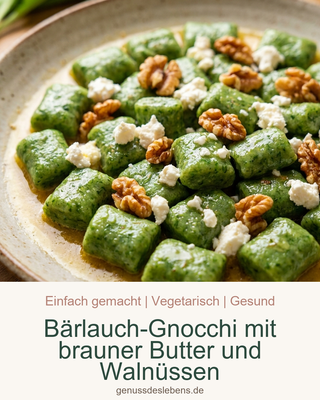 Bärlauch-Gnocchi mit brauner Butter und Walnüssen - Pin für Pinterest