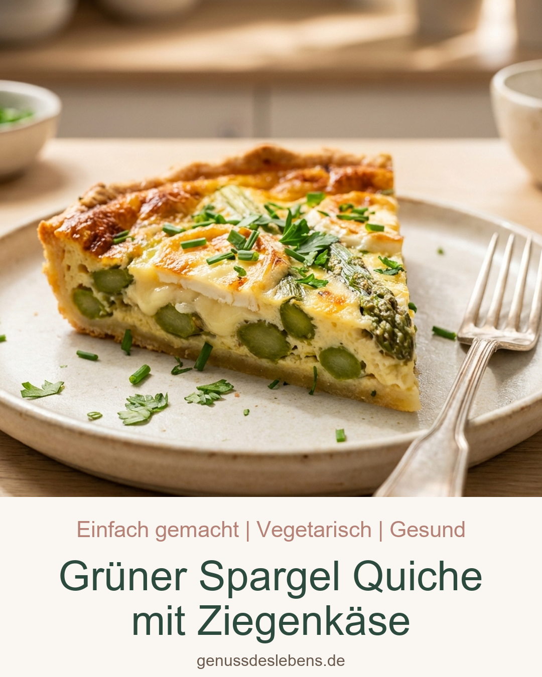 Grüner Spargel Quiche mit Ziegenkäse - Pin für Pinterest