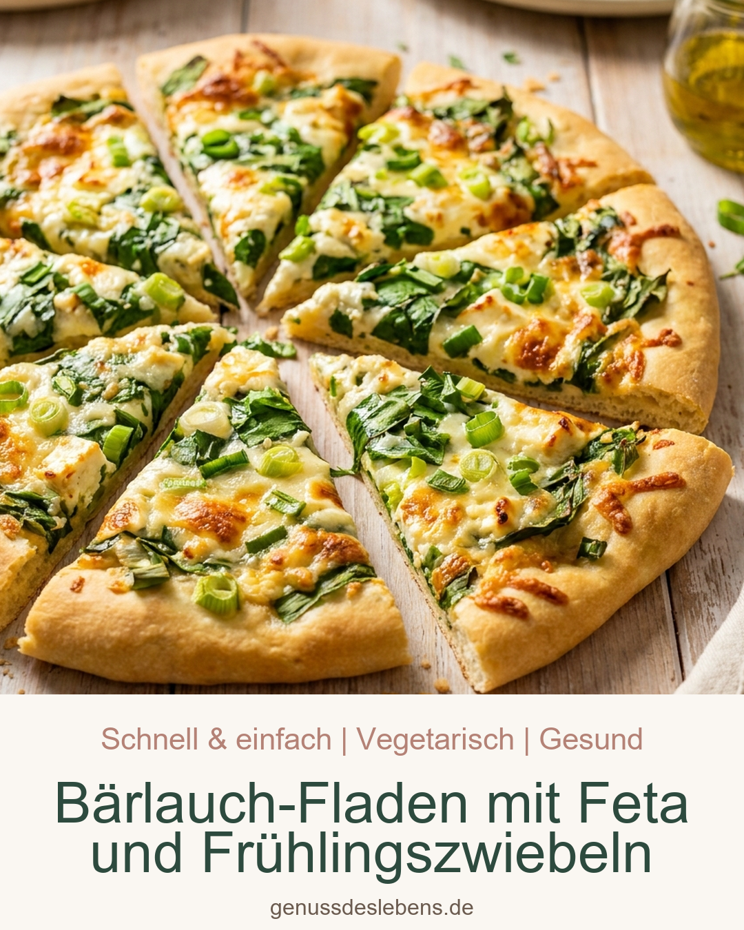 Bärlauch-Fladen mit Feta und Frühlingszwiebeln - Pin für Pinterest