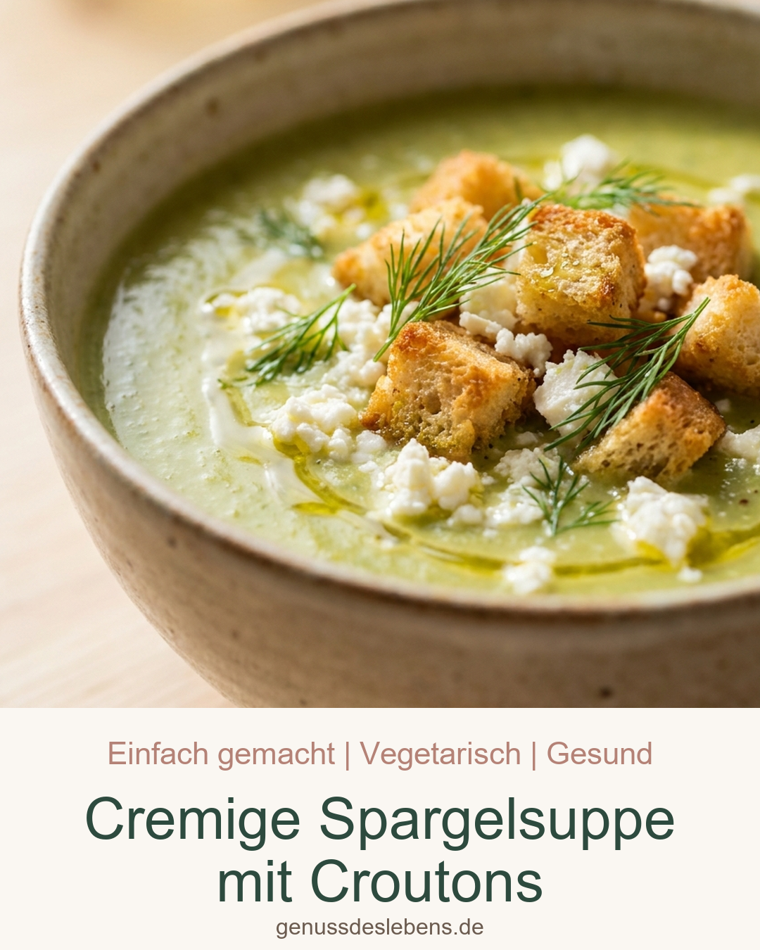 Cremige Spargelsuppe mit Croutons - Pin für Pinterest