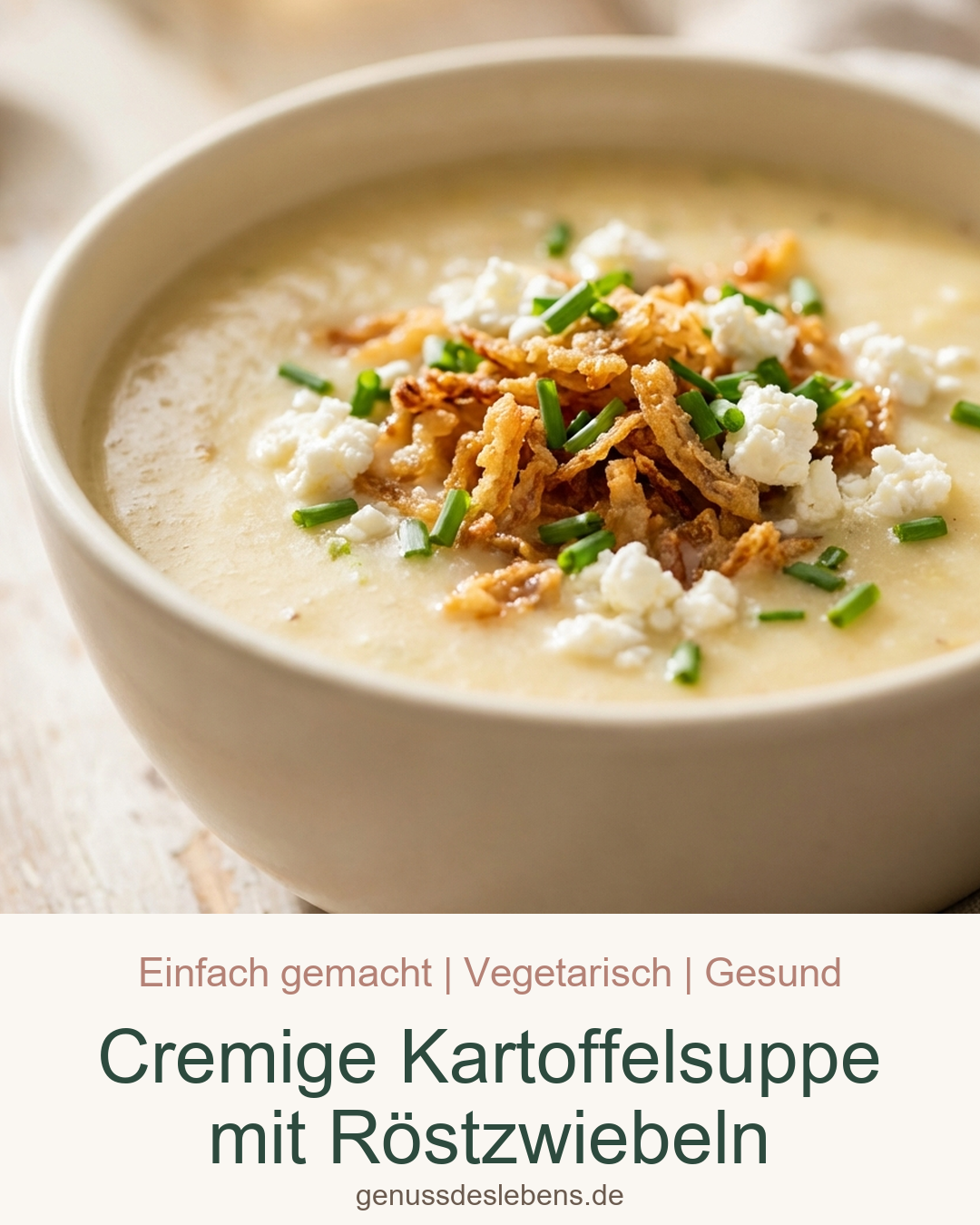 Cremige Kartoffelsuppe mit Röstzwiebeln - Pin für Pinterest