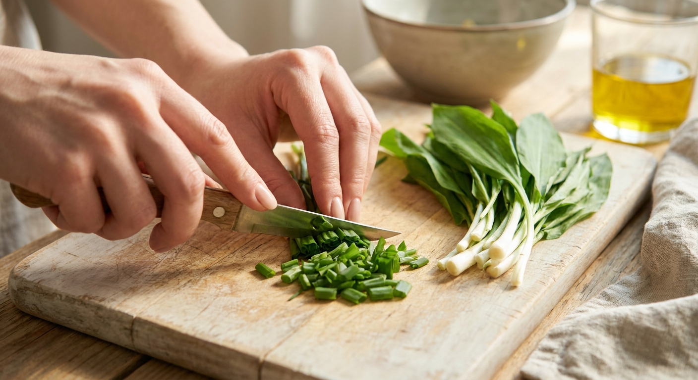 Bärlauch-Fladen mit Feta und Frühlingszwiebeln Zubereitung