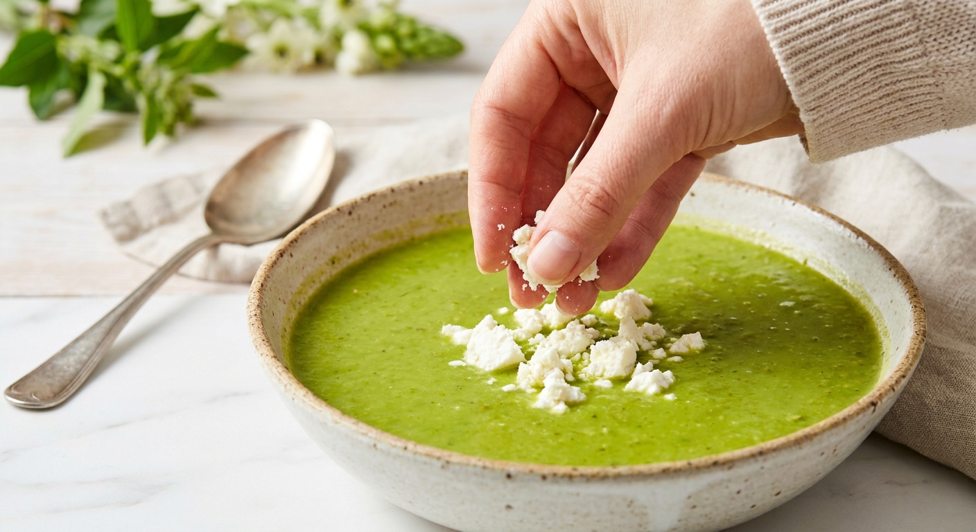 Cremige Spargelsuppe mit Croutons Zubereitung