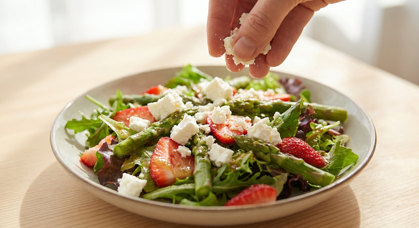 Spargelsalat mit Erdbeeren und Feta Zubereitung