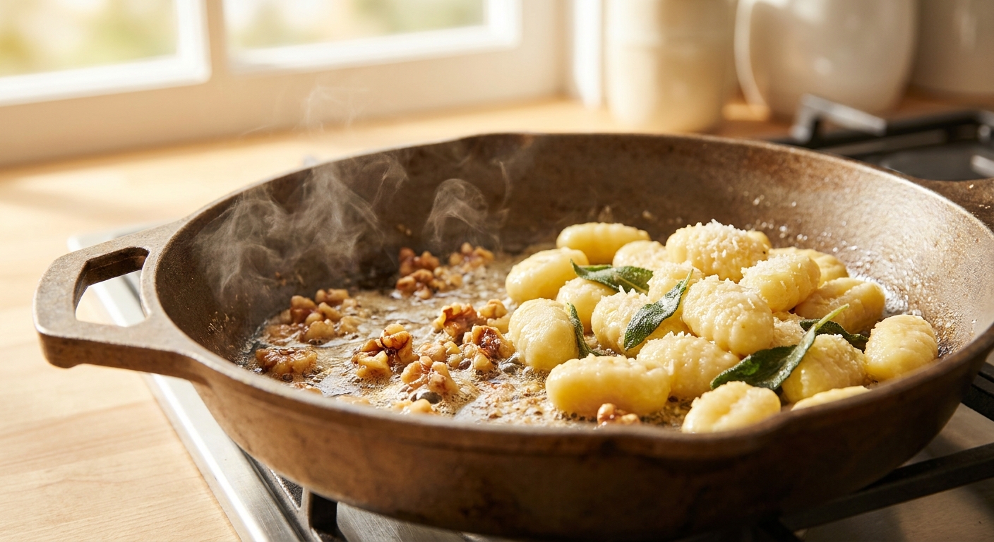 Bärlauch-Gnocchi mit brauner Butter und Walnüssen Zubereitung