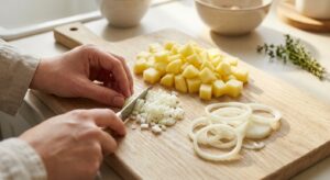 Cremige Kartoffelsuppe mit Röstzwiebeln - Schritt 1