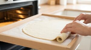 Vegetarischer Flammkuchen mit Schmand und Rucola - Schritt 1