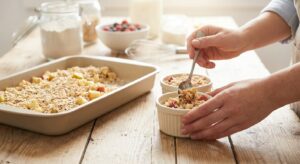 Erdbeer-Rhabarber-Crumble mit Vanille-Joghurt - Schritt 1