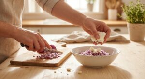 Vegetarischer Flammkuchen mit Schmand und Rucola - Schritt 2