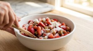 Erdbeer-Rhabarber-Crumble mit Vanille-Joghurt - Schritt 2