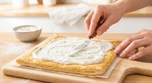 Vegetarischer Flammkuchen mit Schmand und Rucola - Schritt 4