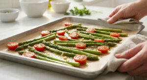 Grüner Spargel aus dem Ofen mit Feta und Kirschtomaten - Schritt 5