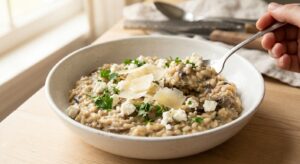 Cremiges Pilz-Risotto mit Parmesan und Feta - Schritt 6