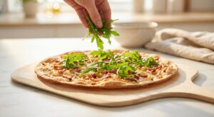 Vegetarischer Flammkuchen mit Schmand und Rucola - Schritt 7