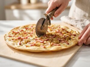 Vegetarischer Flammkuchen mit Schmand und Rucola - Schritt 8