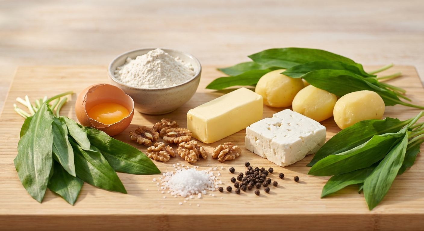 Zutaten für Bärlauch-Gnocchi mit brauner Butter und Walnüssen