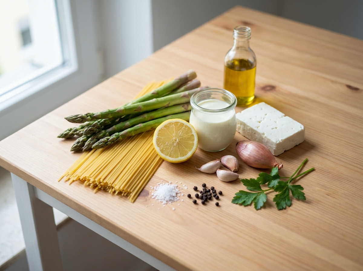Zutaten für Spargel-Pasta mit Zitronen-Sahne-Sauce